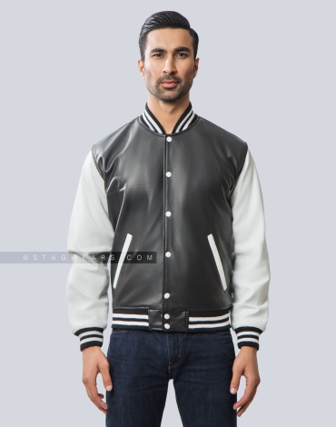 Off-White Men's Varsity Cat Leather Jacket