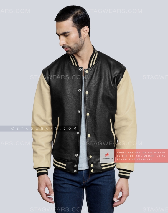 Black and Yellow Letterman Jacket for Men - Sporty Varsity Style
