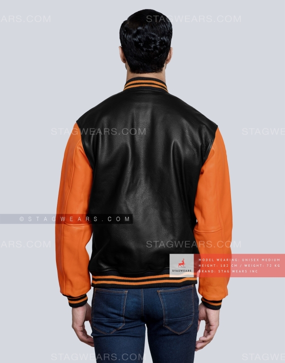 graphics leather varsity black orange