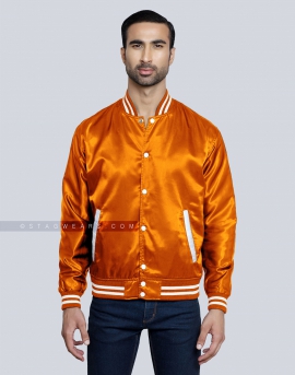 Orange Satin Varsity Jacket You The Look You've For!