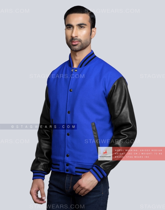 Varsity Jacket Wool Leather Sleeves Royal Blue/ White Sleeves