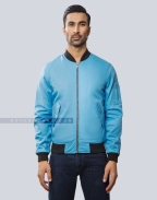 Sky Blue Cotton Twill Flight Bomber Jacket Front