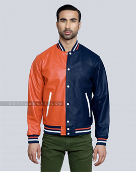 Two Tone Leather Varsity Jacket for Men Lets You Make A Statement