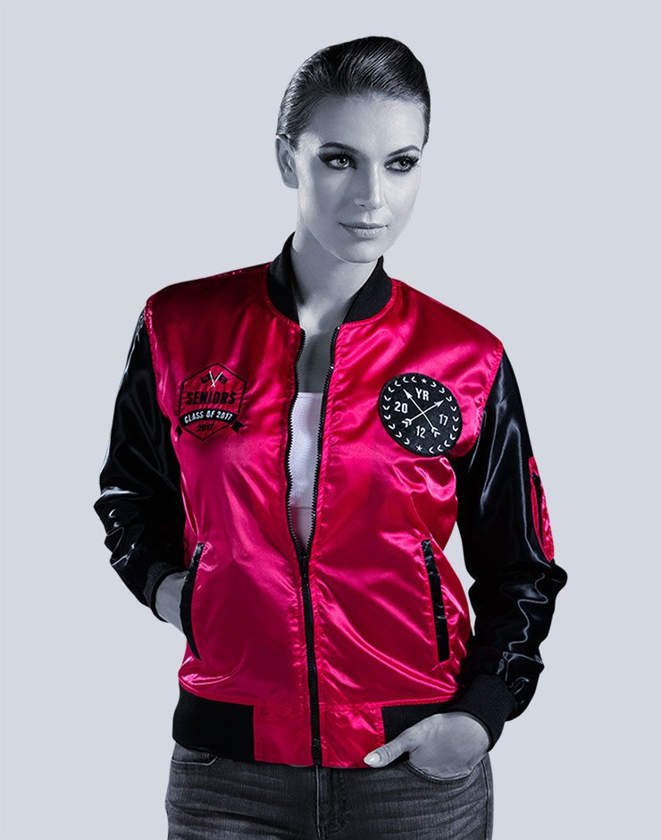 Romeo & Juliet Couture Embroidered Satin Bomber Jacket