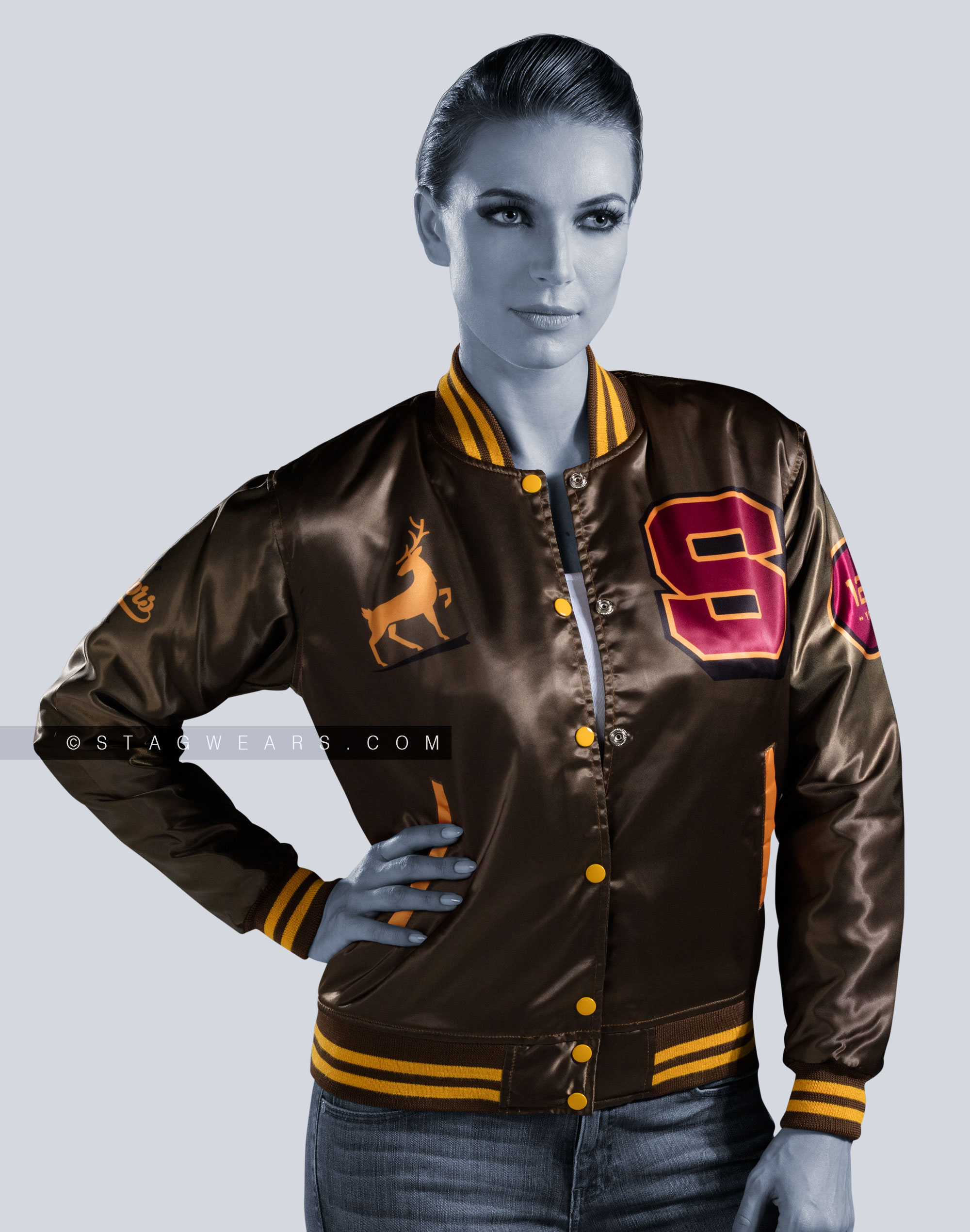 Custom Varsity Letterman Baseball Jacket Gray Leather & Black 