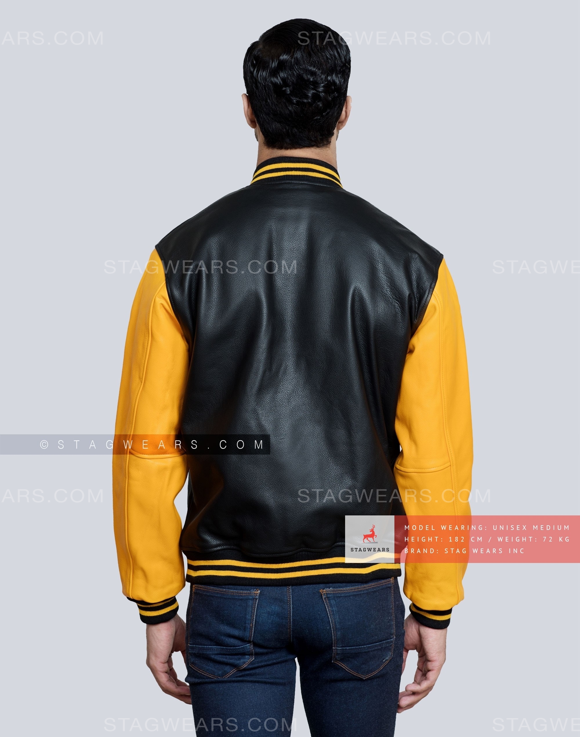Black And Gold All Leather Varsity Jacket Gets You An Exceptional Look
