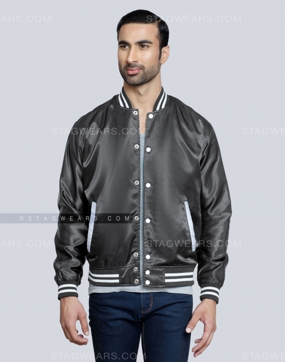 dark grey varsity jacket